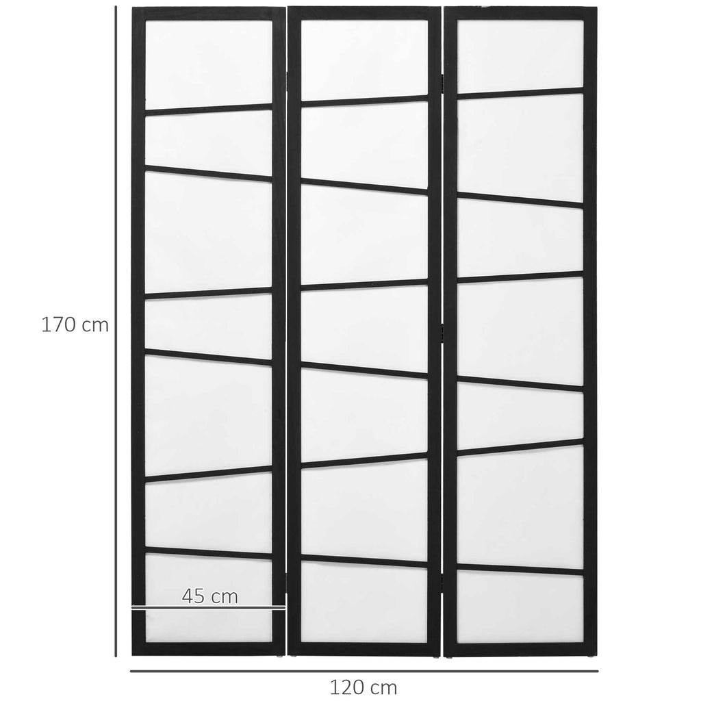 3-panel wooden room divider with rice paper panels