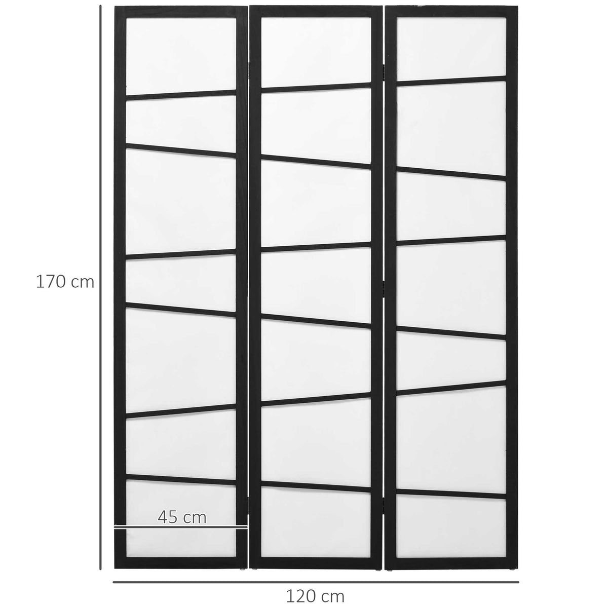 3-panel wooden room divider with rice paper panels