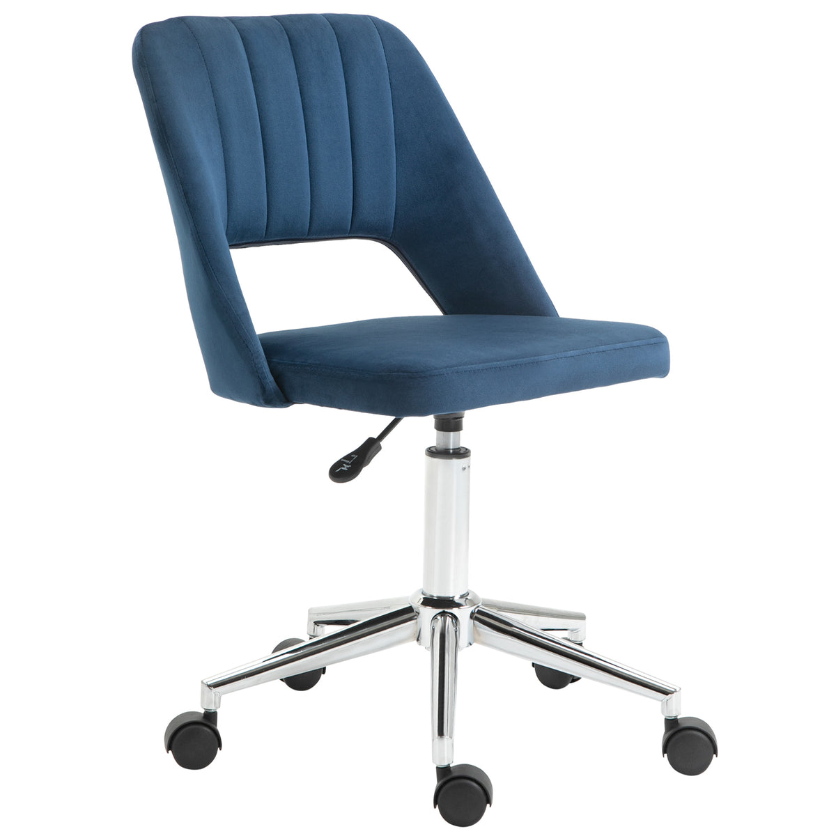 Armless Velvet Desk Chair, Dark Blue