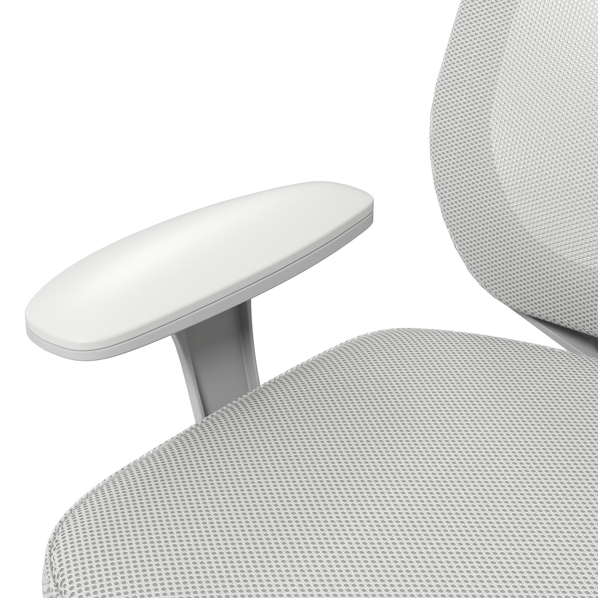 Compact grey mesh office chair with white base