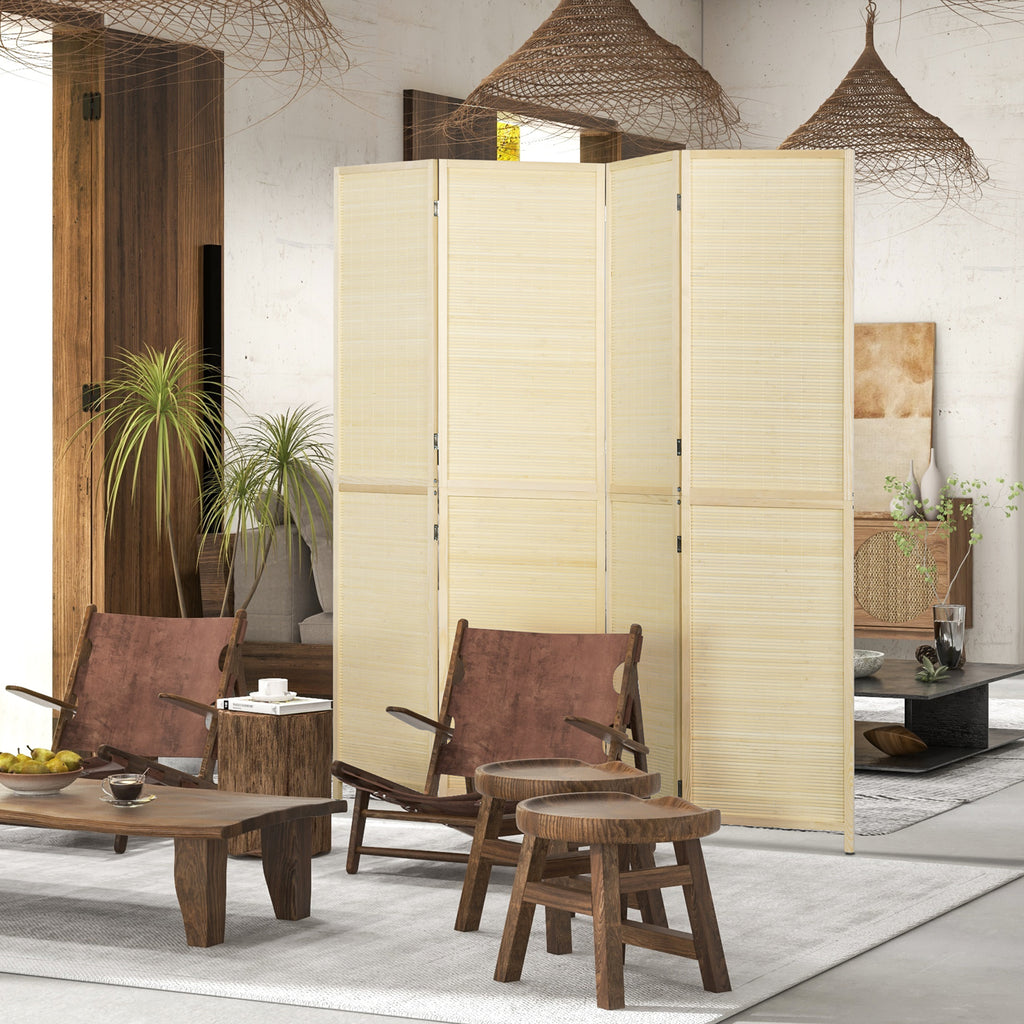 Natural bamboo 4-panel room divider, 180 x 180cm