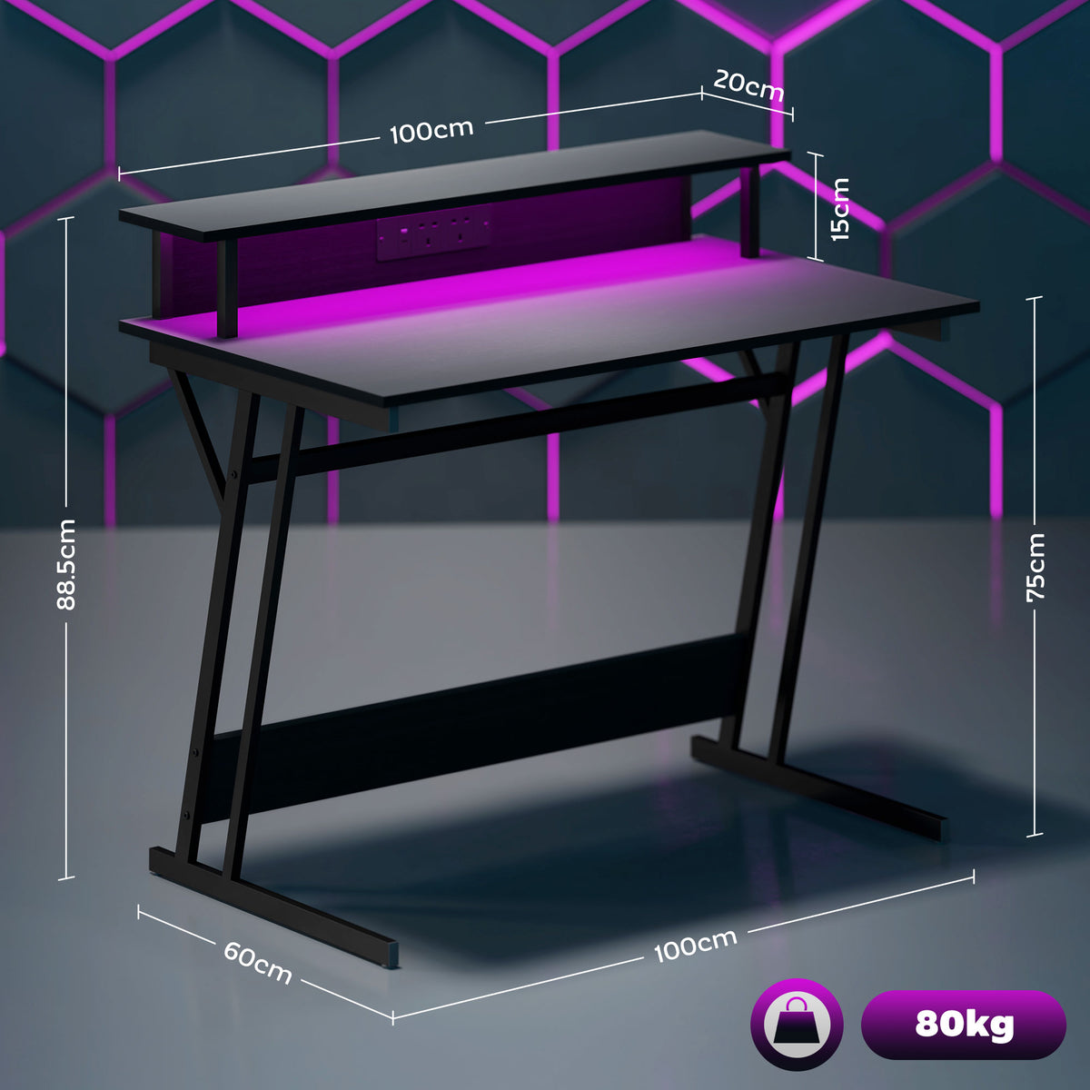 Z-Frame LED Gaming Desk