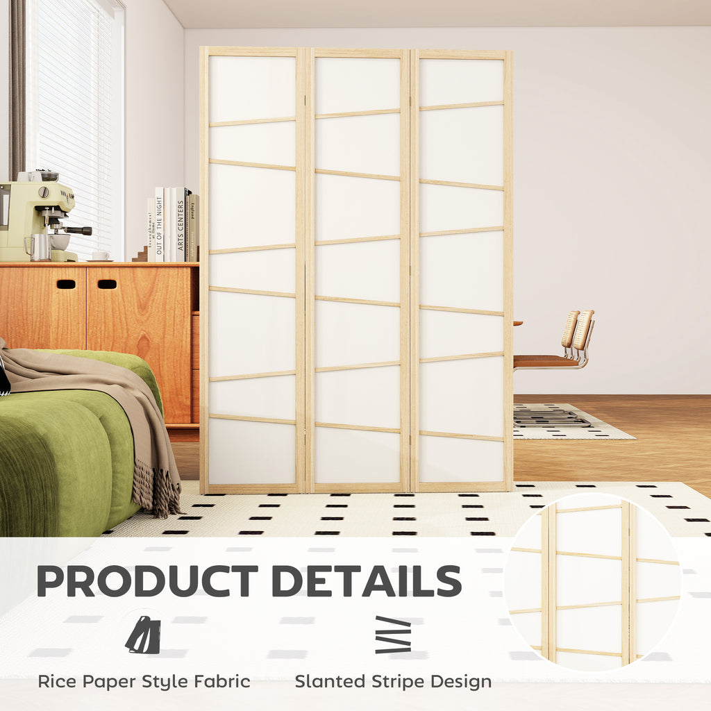 3-panel wooden room divider with rice paper panels
