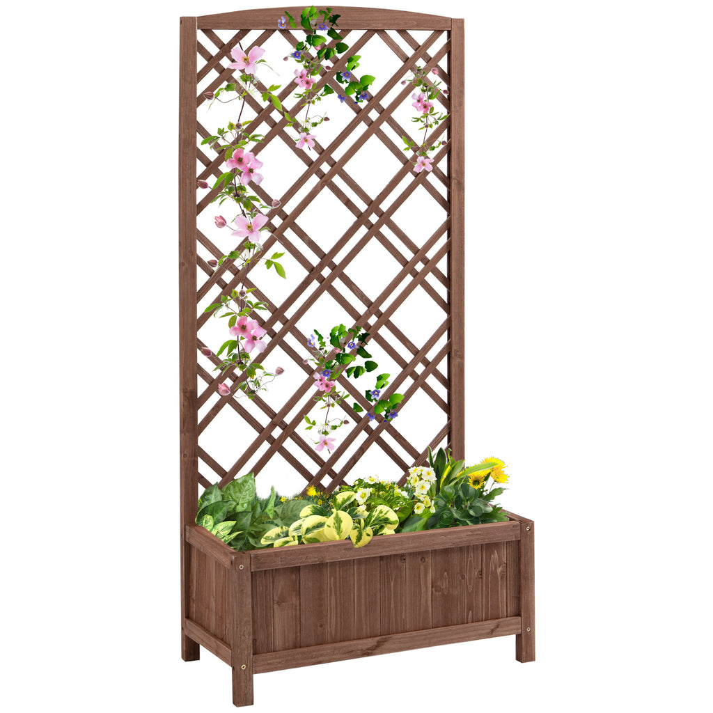 Wooden Planter with Trellis 122cm