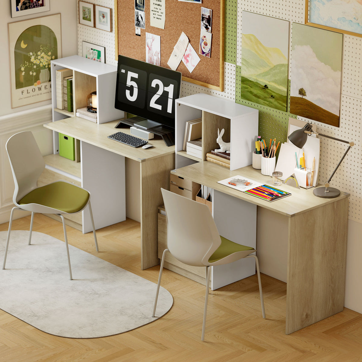 Computer Desk with Bookcase & Lockable Drawer