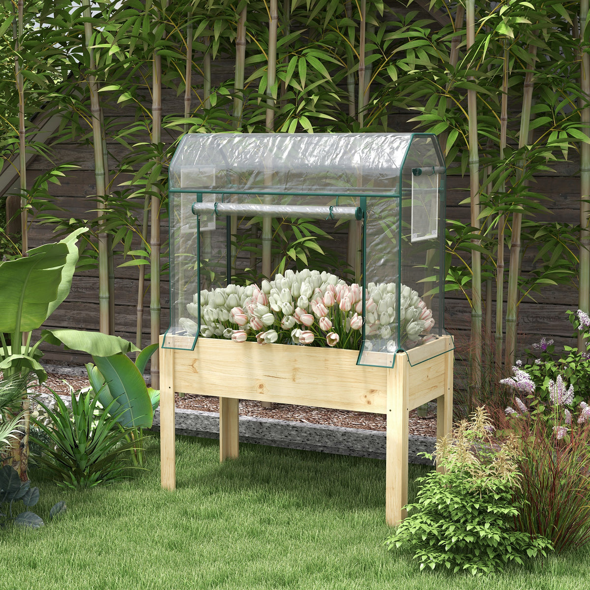 Raised Planter with Greenhouse Cover