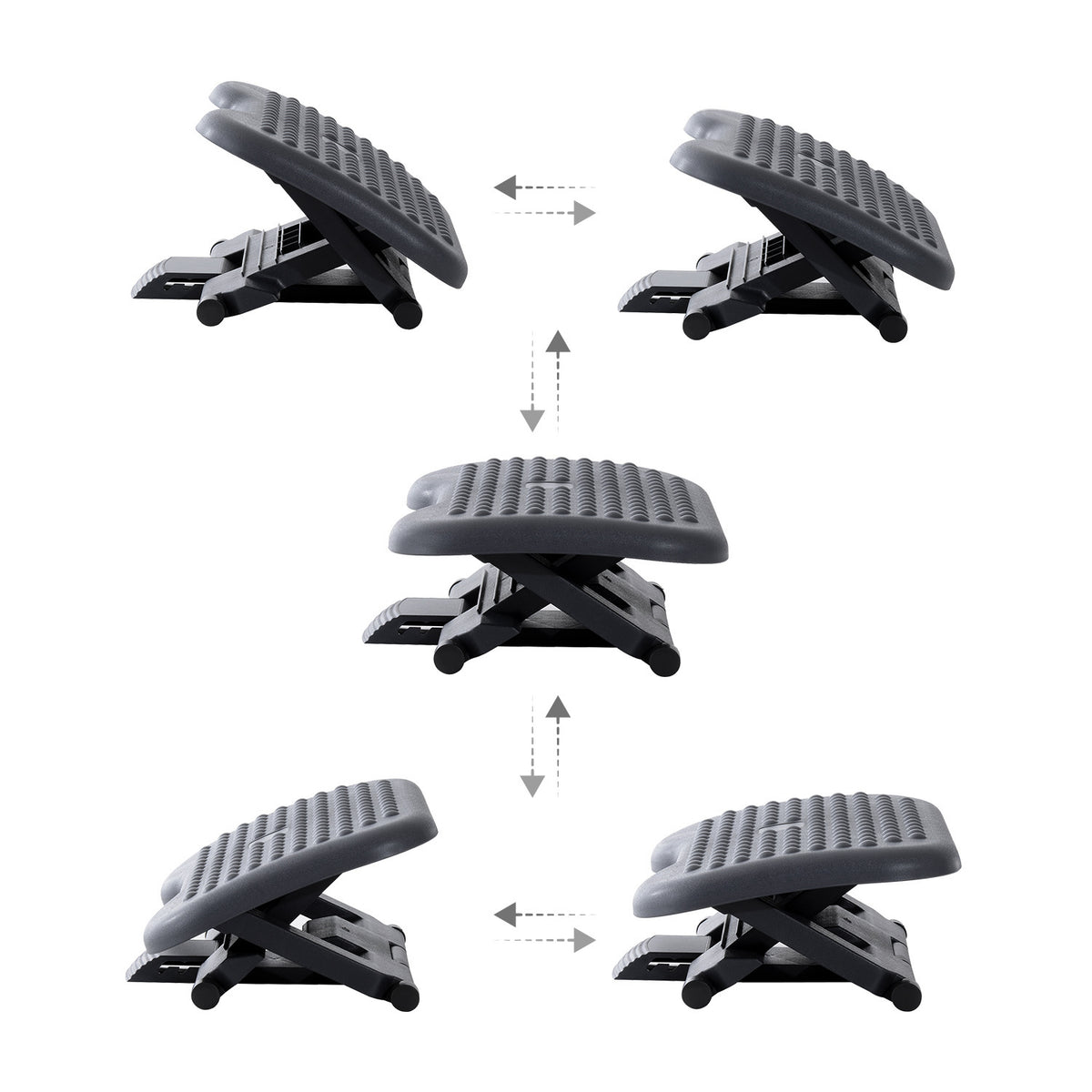 Adjustable Under-Desk Footrest | 3 Heights, Tilting, Dark Grey