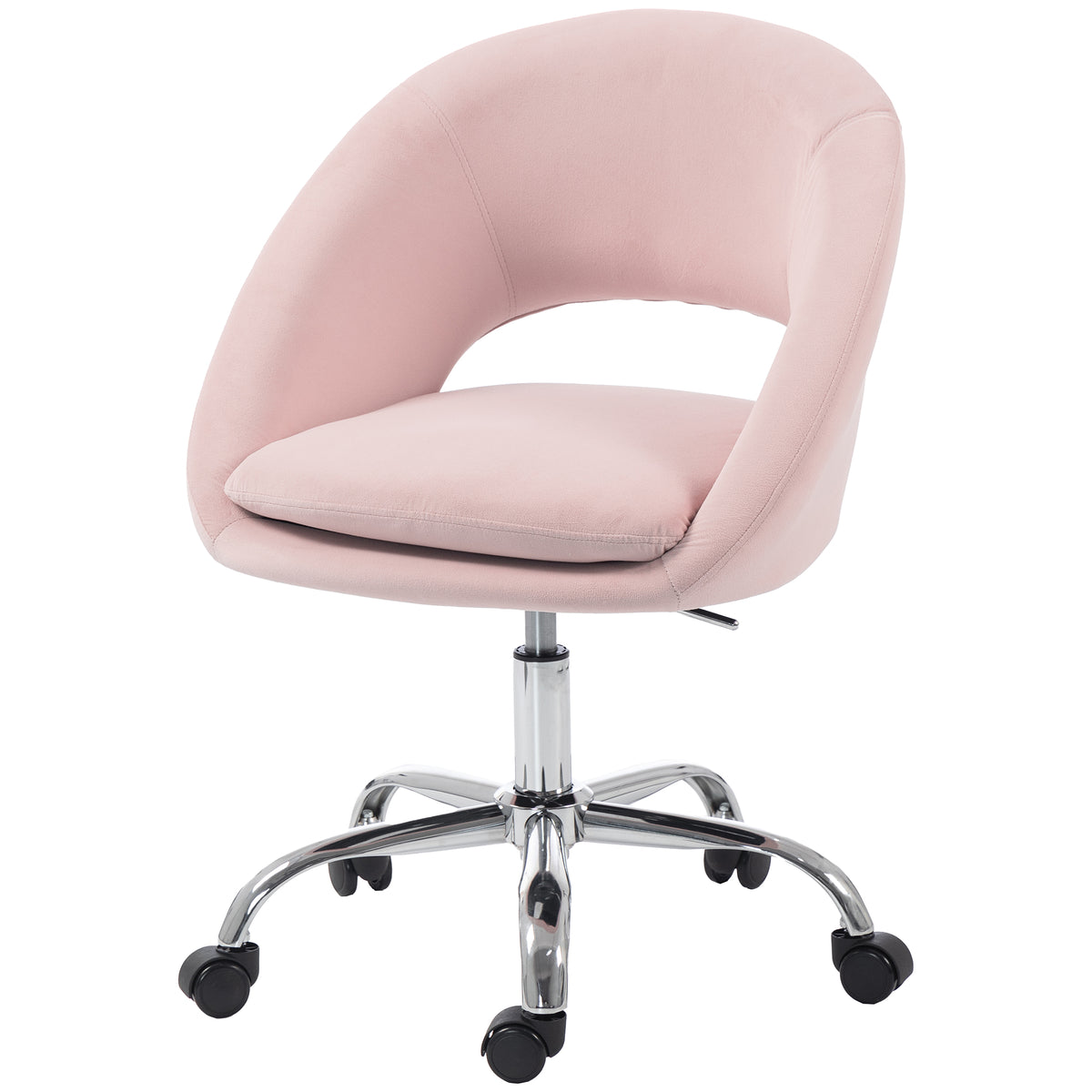 Velvet Desk Chair with Arms, Pink