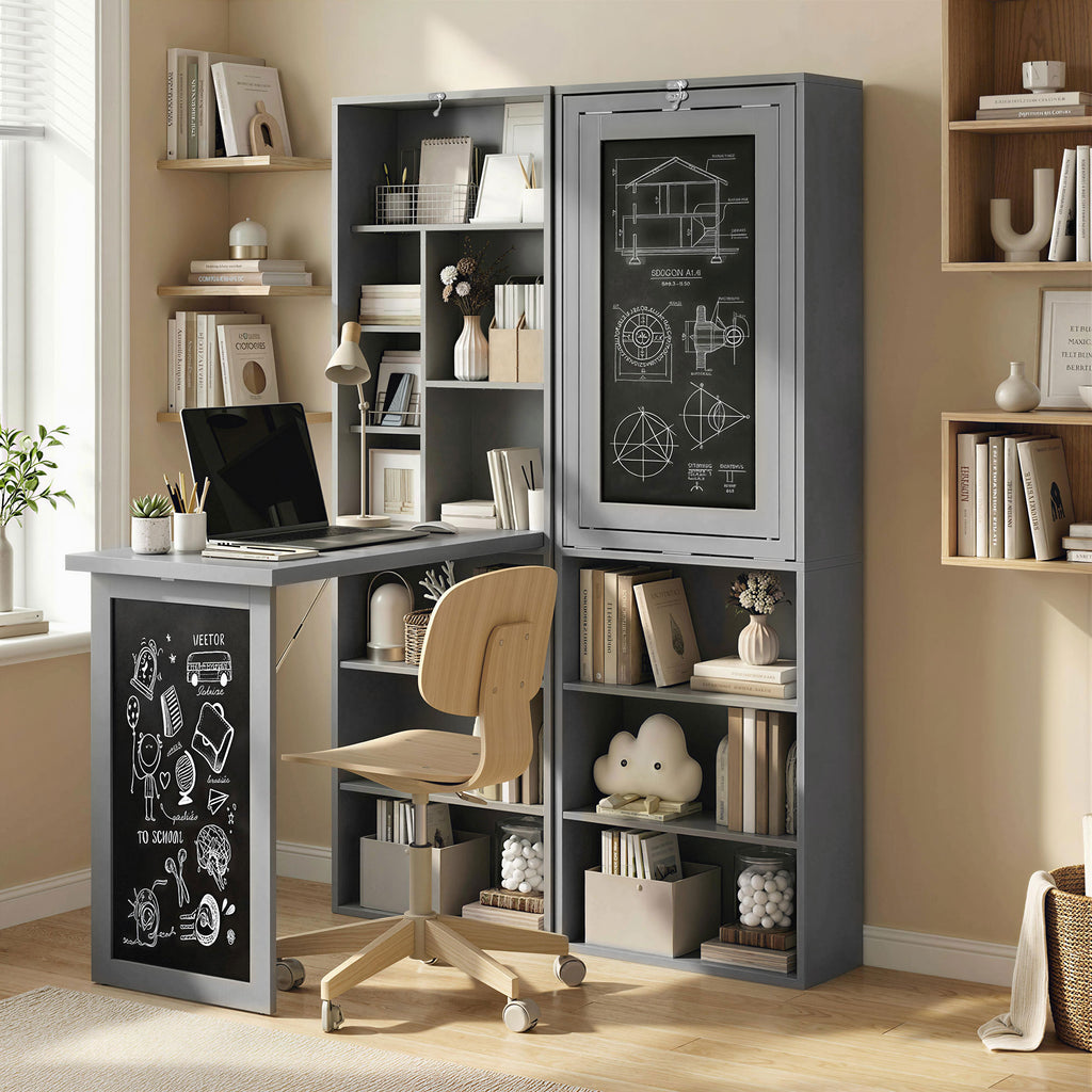 Fold-away bookcase desk, dark grey - view 2