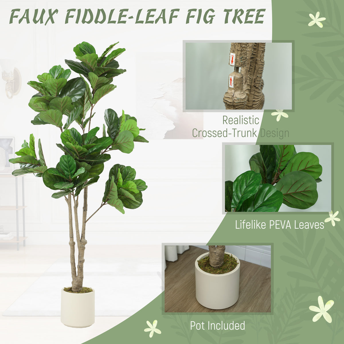 Artificial Fiddle Leaf Fig Tree 180cm