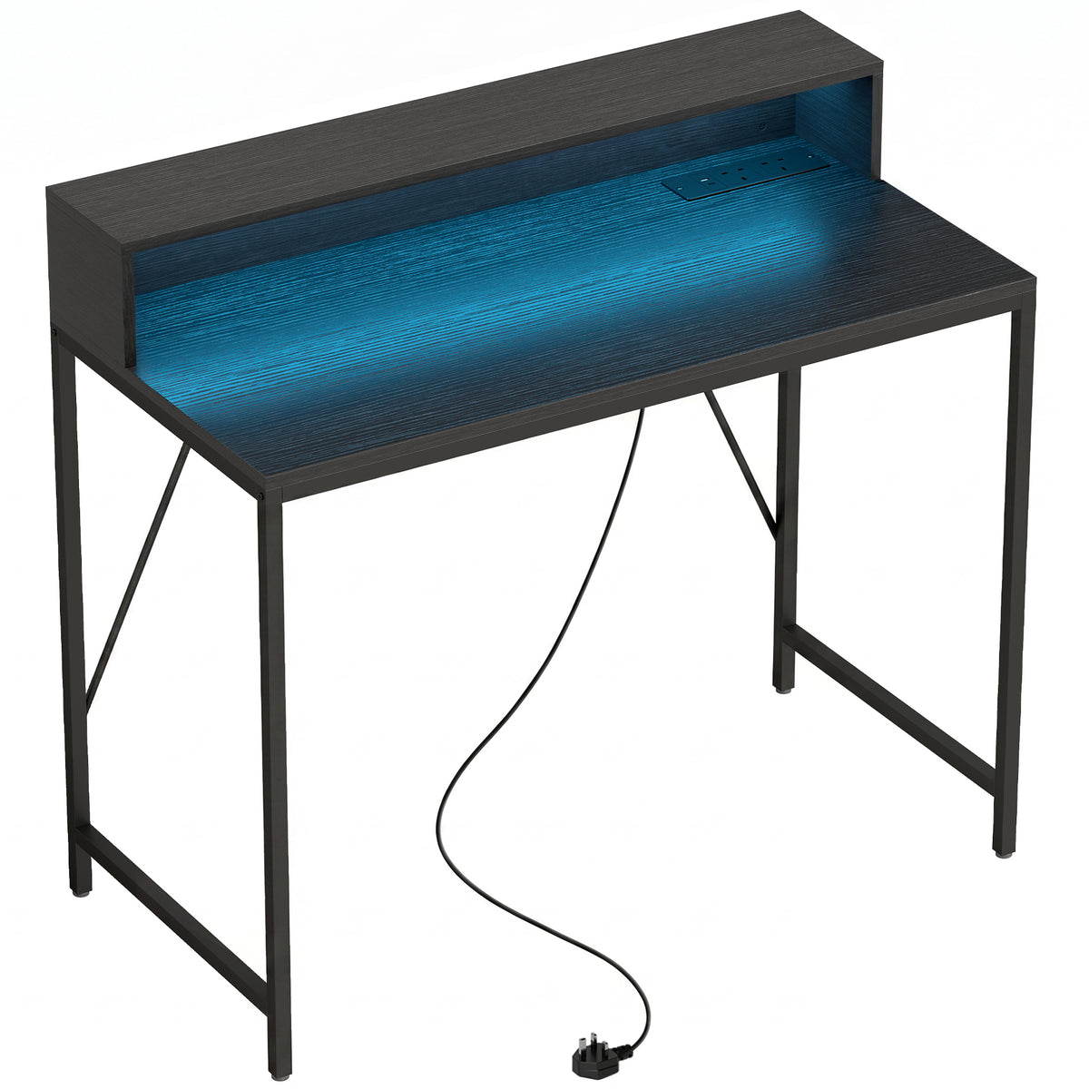 LED Computer Desk with Power Outlets