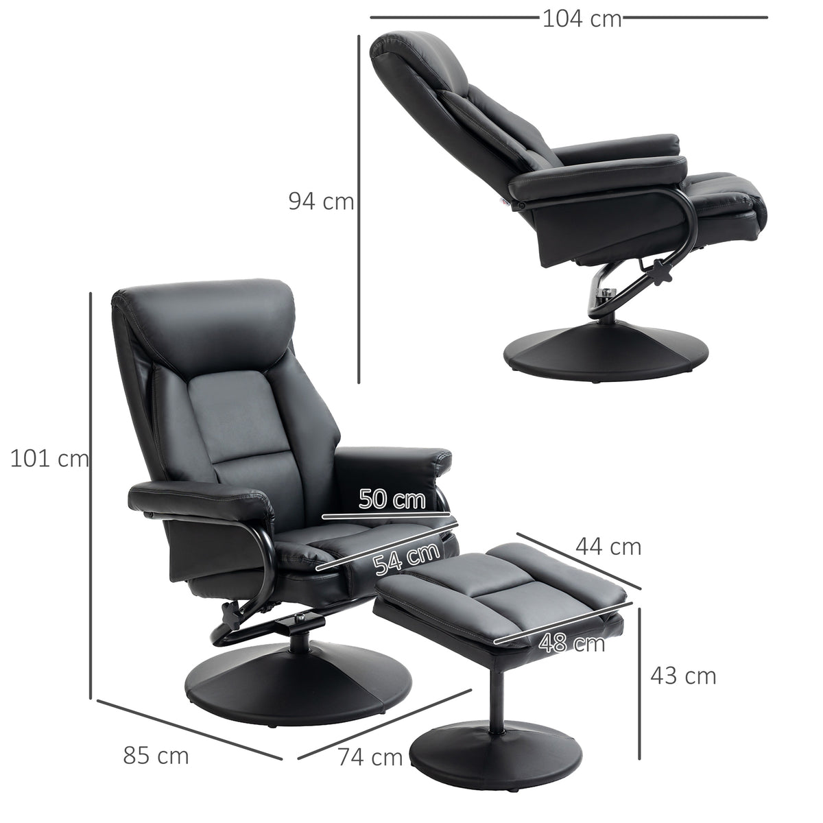 Swivel Recliner Chair with Footstool