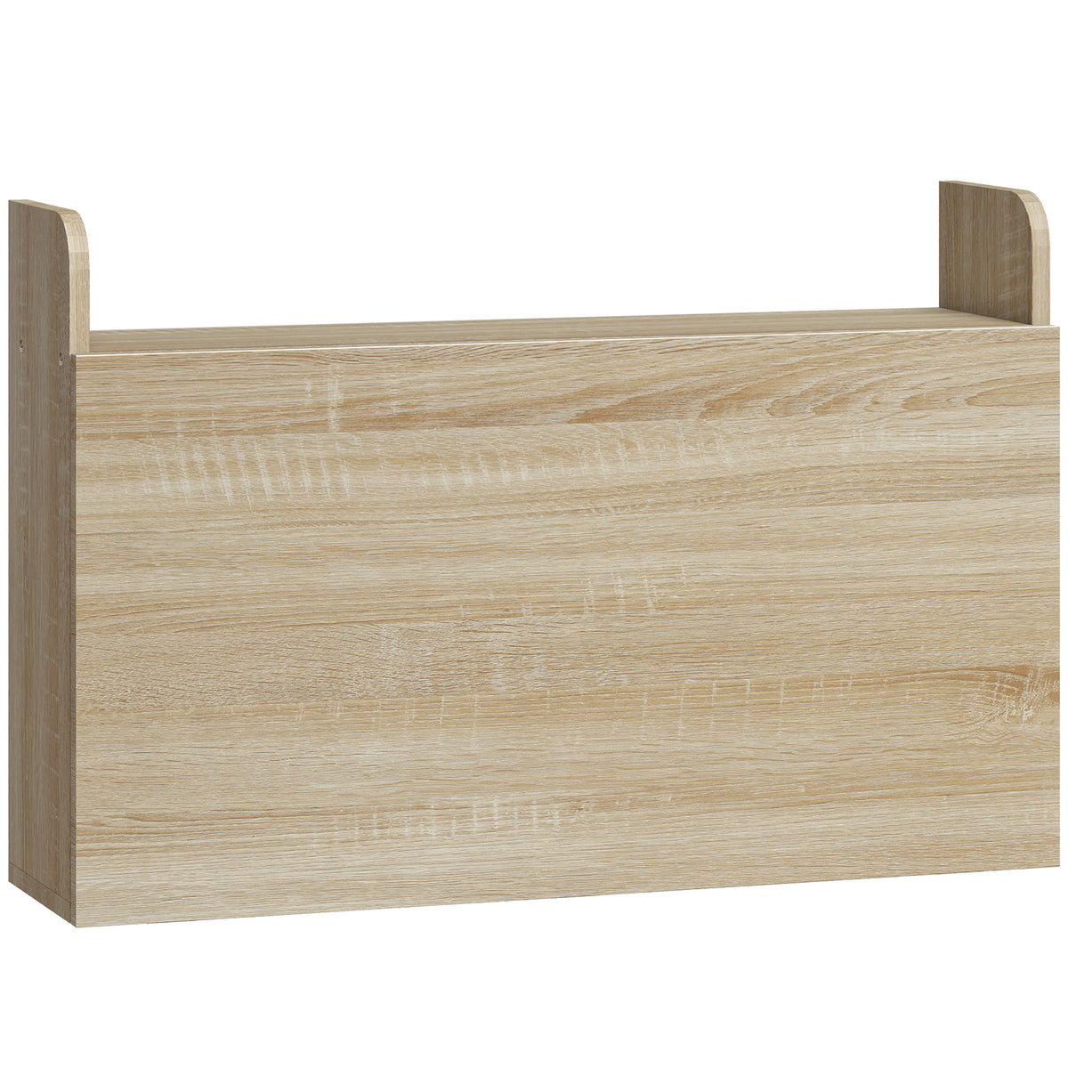 Fold-down wall desk with storage and adjustable shelf, 77cm, oak effect