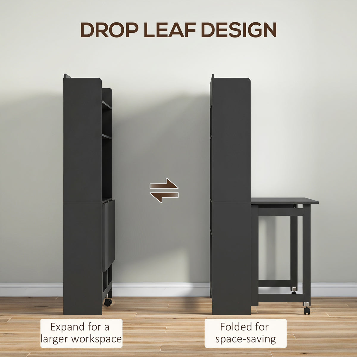 Fold-Down Desk with Storage Shelves