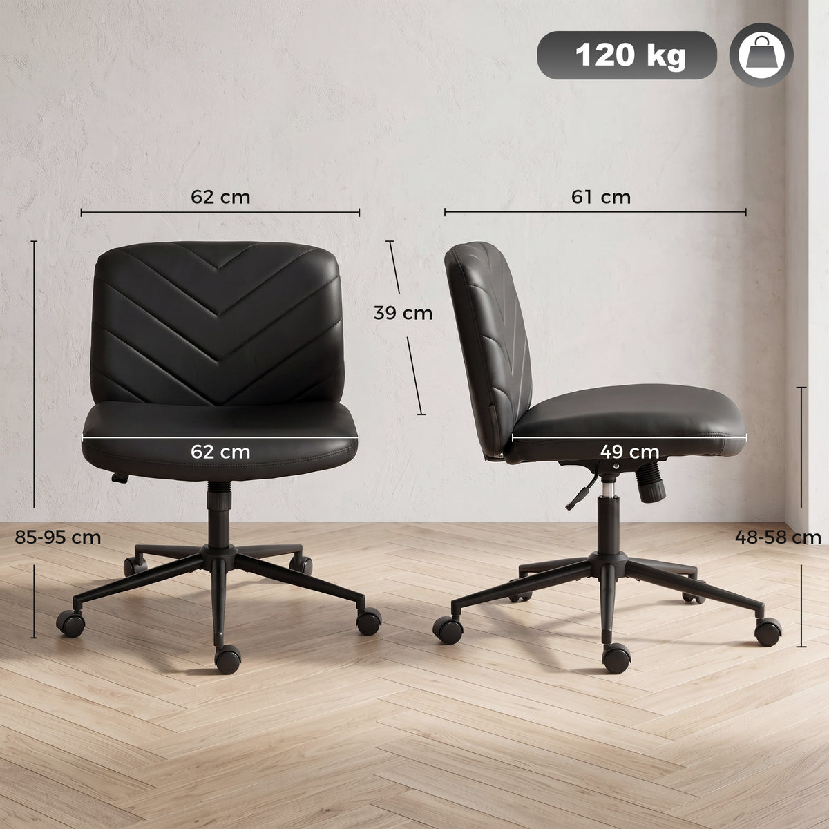 Criss-Cross Desk Chair on Wheels, Black