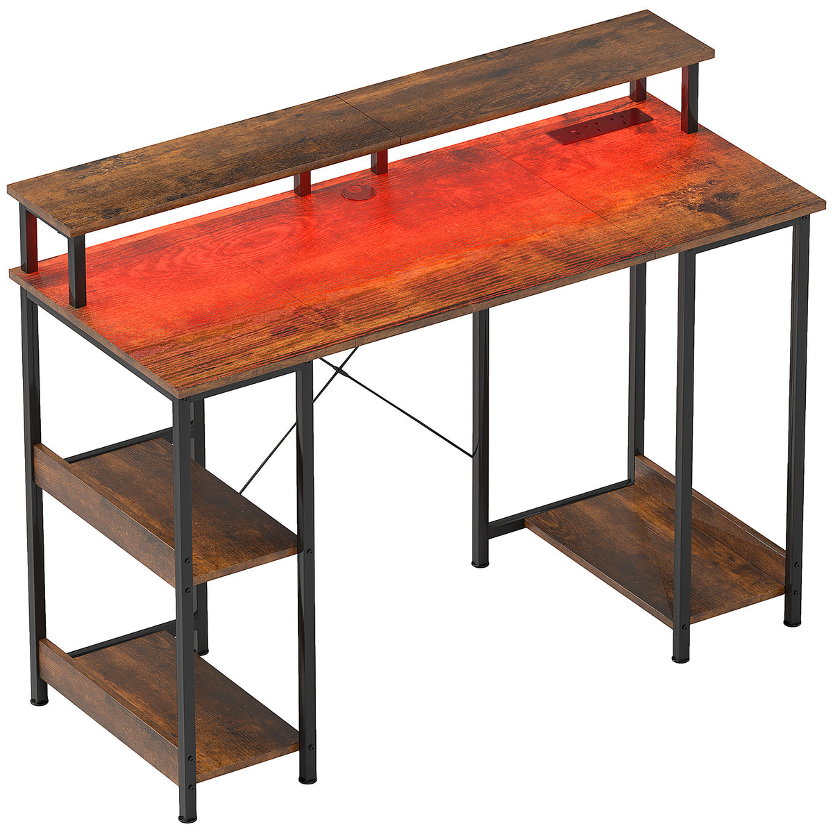 LED Computer Desk with UK Sockets