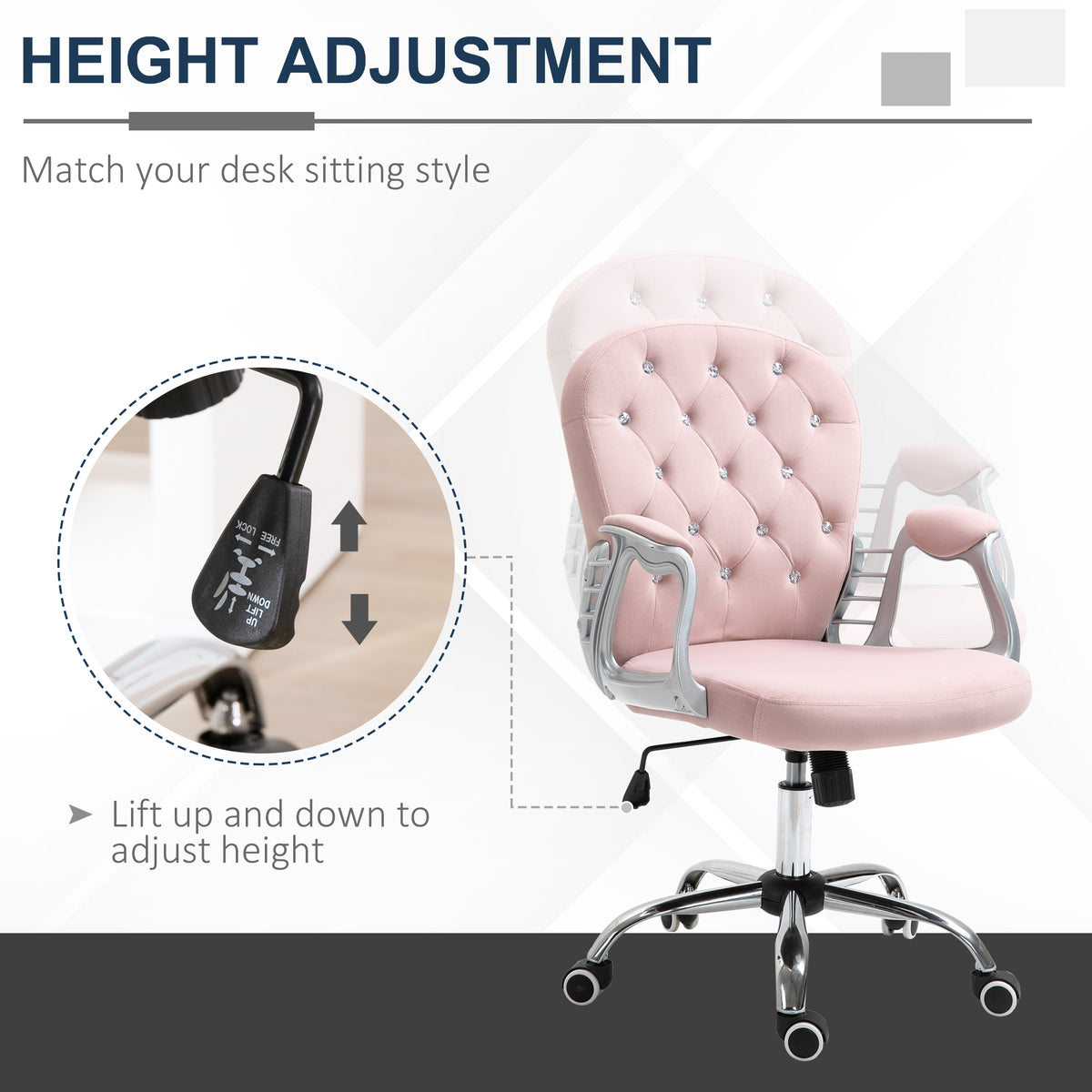 Velvet Diamante Desk Chair