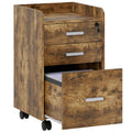 3-Drawer Wooden Filing Cabinet, Rustic Brown