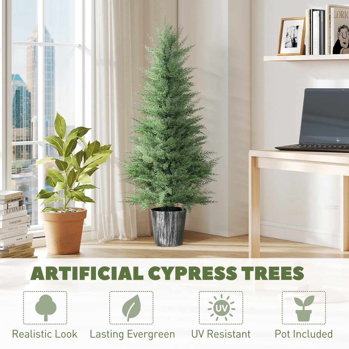 Artificial Cypress Trees 135cm, Set of 2