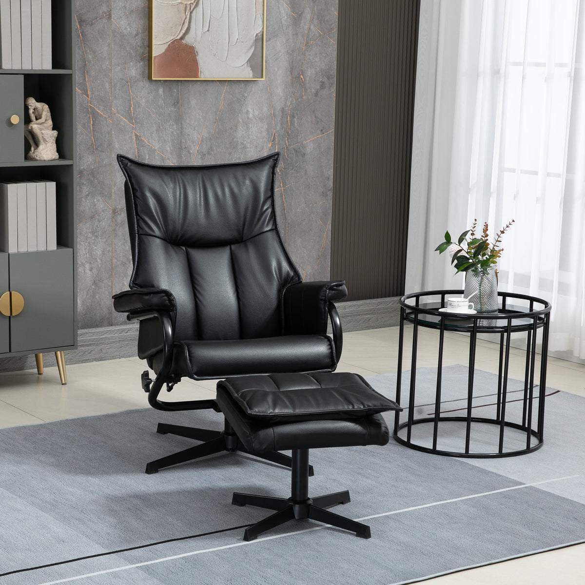 Swivel Recliner Chair with Footstool