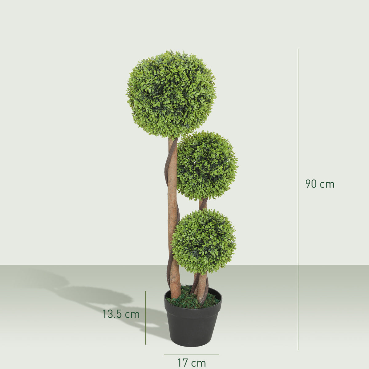 Artificial 3-Ball Boxwood Topiary 90cm, Set of 2