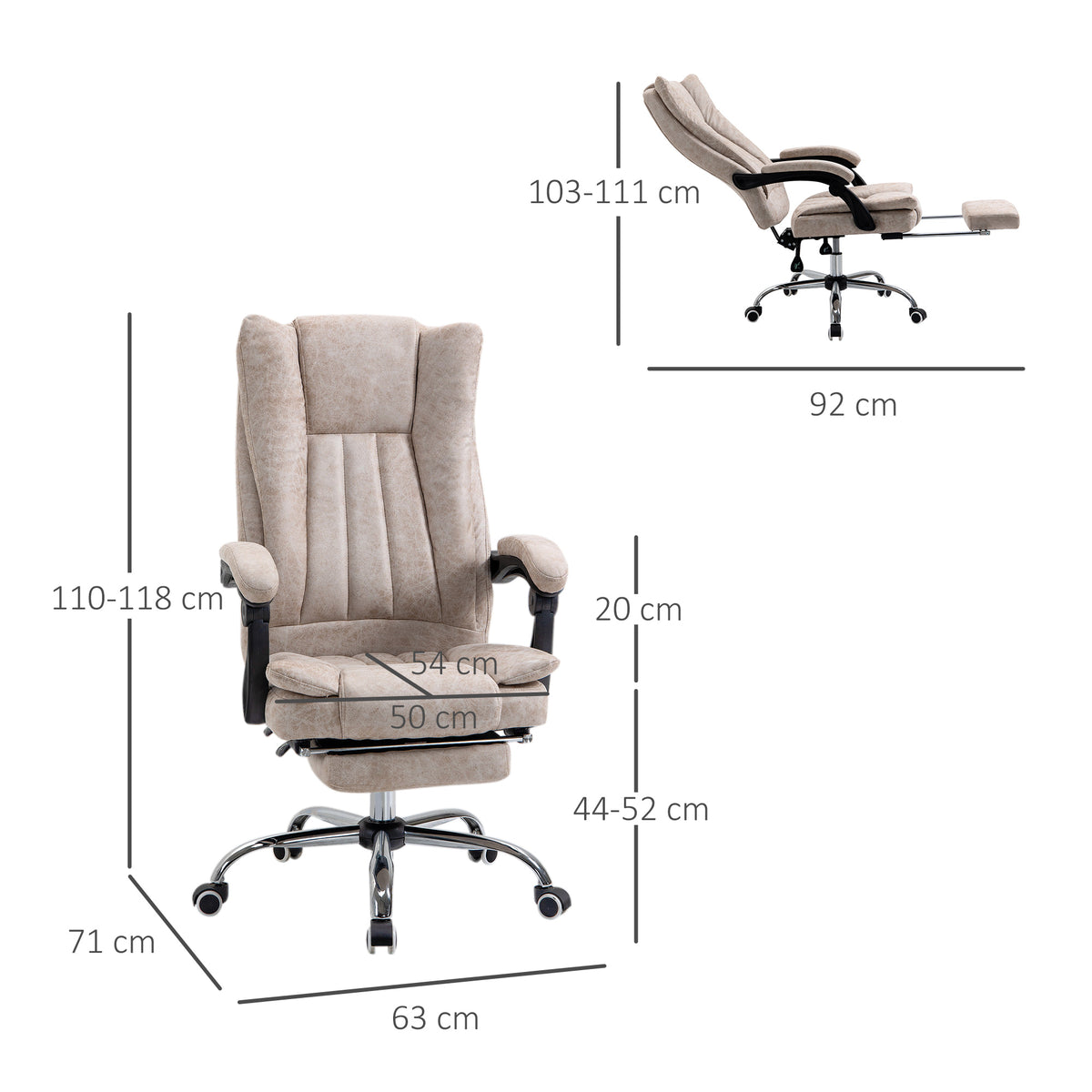 Reclining Microfibre Office Chair with Footrest