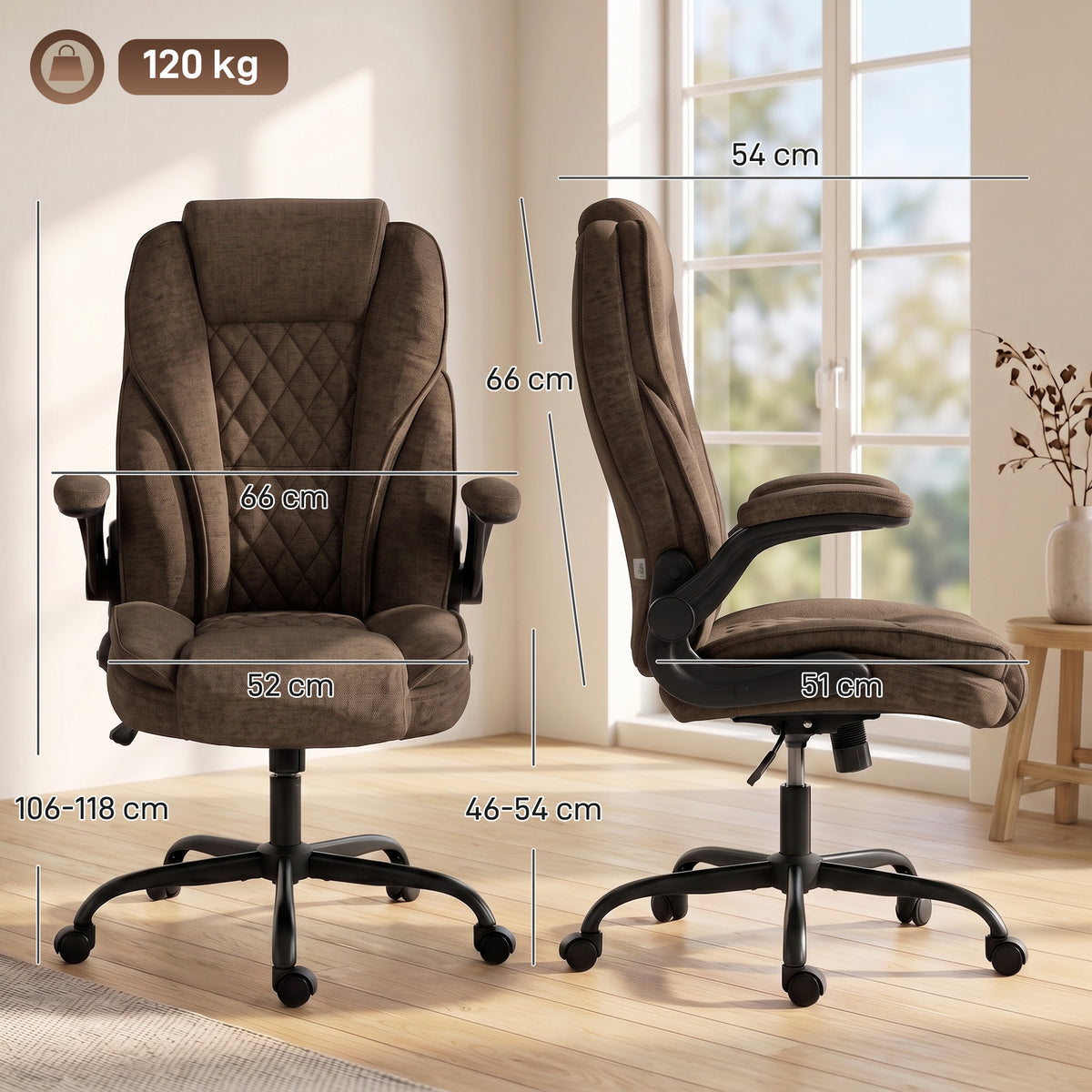 Ergonomic office chair with pocket springs and flip-up armrests