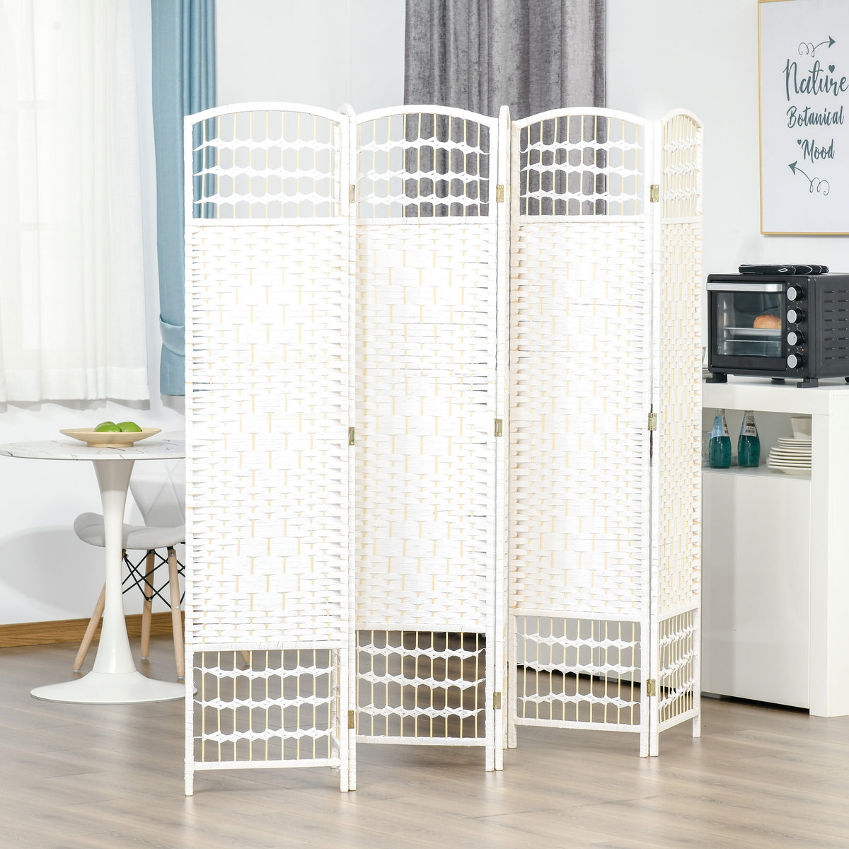 6-panel white room divider - view 2