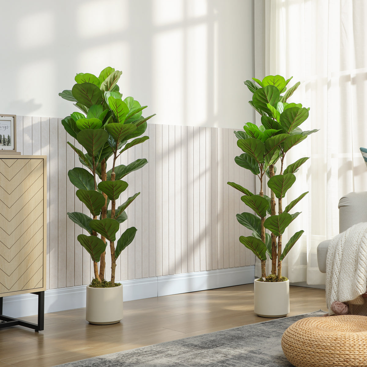 Artificial Fiddle Leaf Fig Trees 120cm, Set of 2