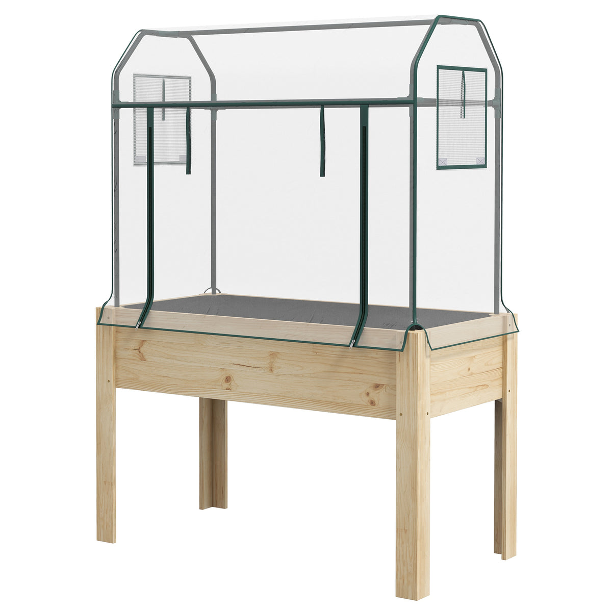 Raised Planter with Greenhouse Cover
