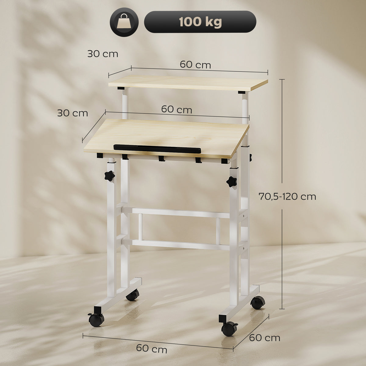Mobile sit-stand laptop desk - view 2