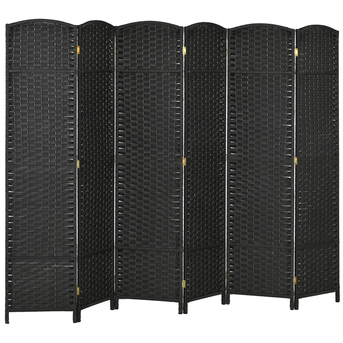 6-panel woven room divider with pine frame