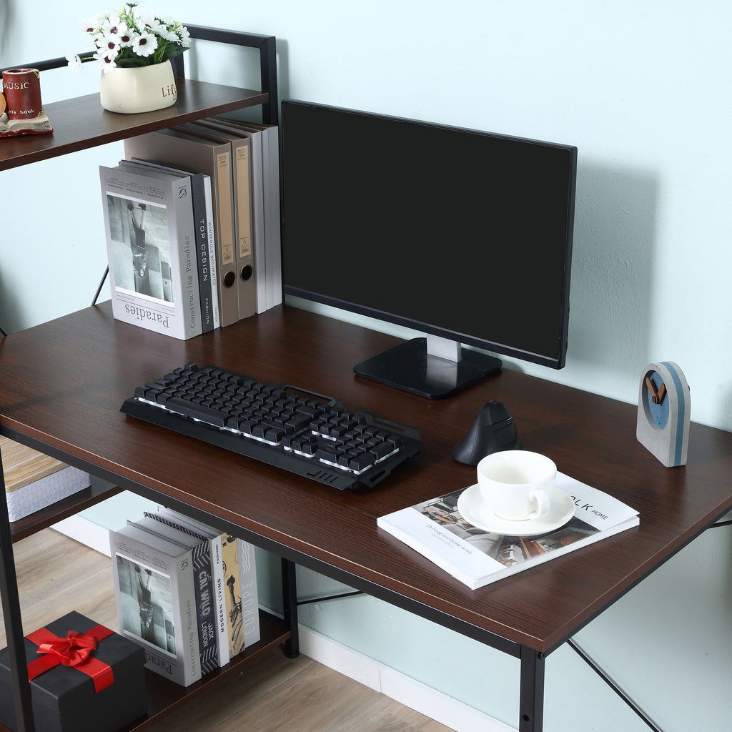 Industrial desk with 3-shelf bookcase, 120cm, walnut effect, photo 6