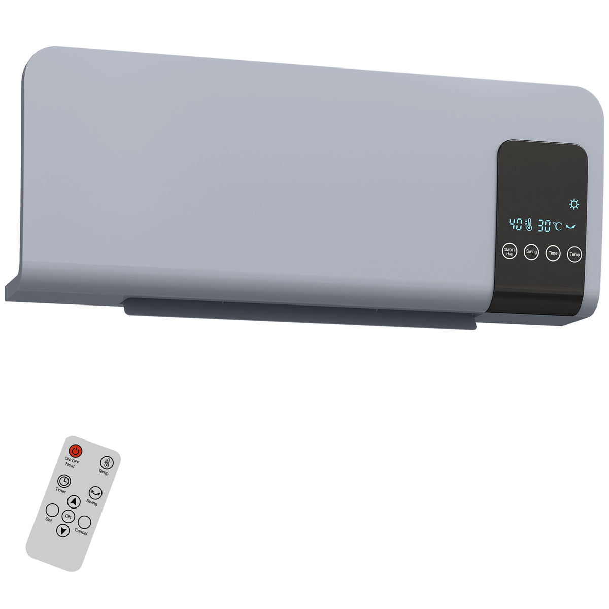 Wall-Mounted Fan Heater 2000W Grey