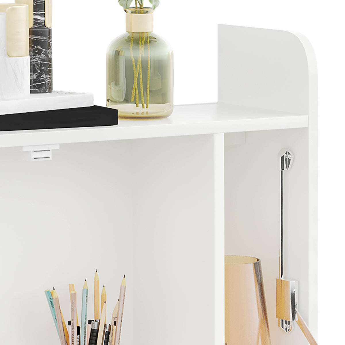Fold-down wall desk with storage, 77cm, white