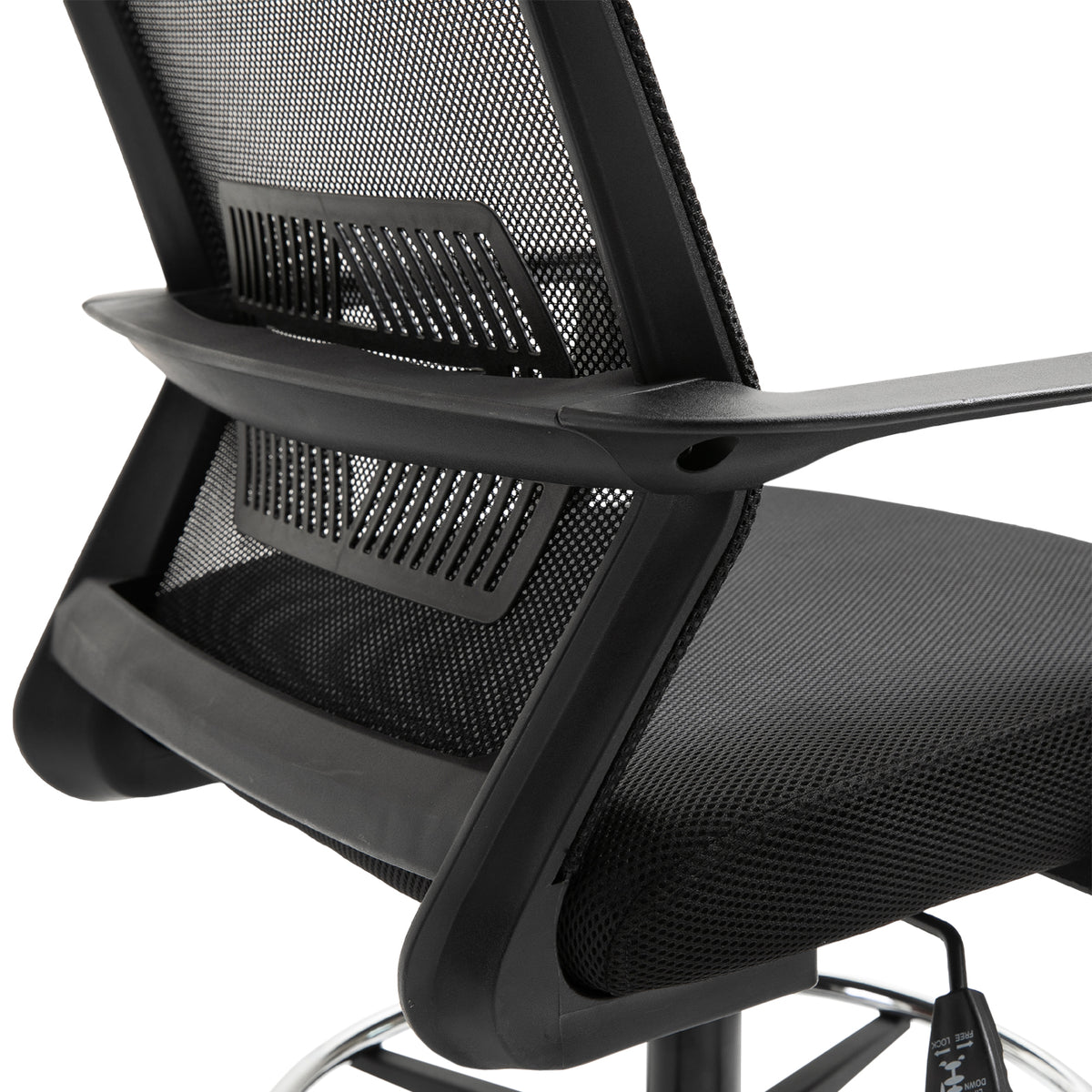 Black draughtsman chair with footrest