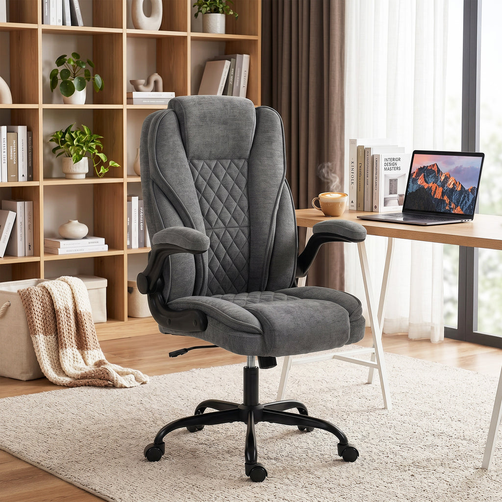 Ergonomic office chair with pocket springs and flip-up armrests