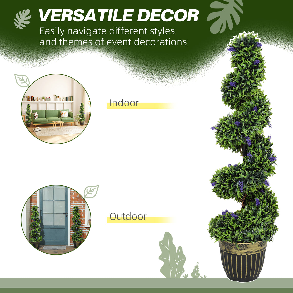 Artificial Lavender Spiral Trees 115cm, Set of 2