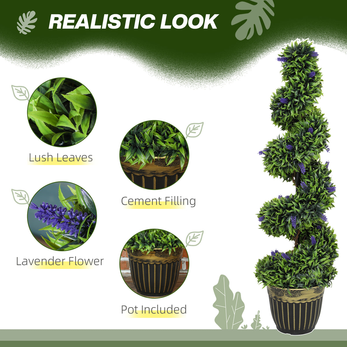 Artificial Lavender Spiral Trees 115cm, Set of 2