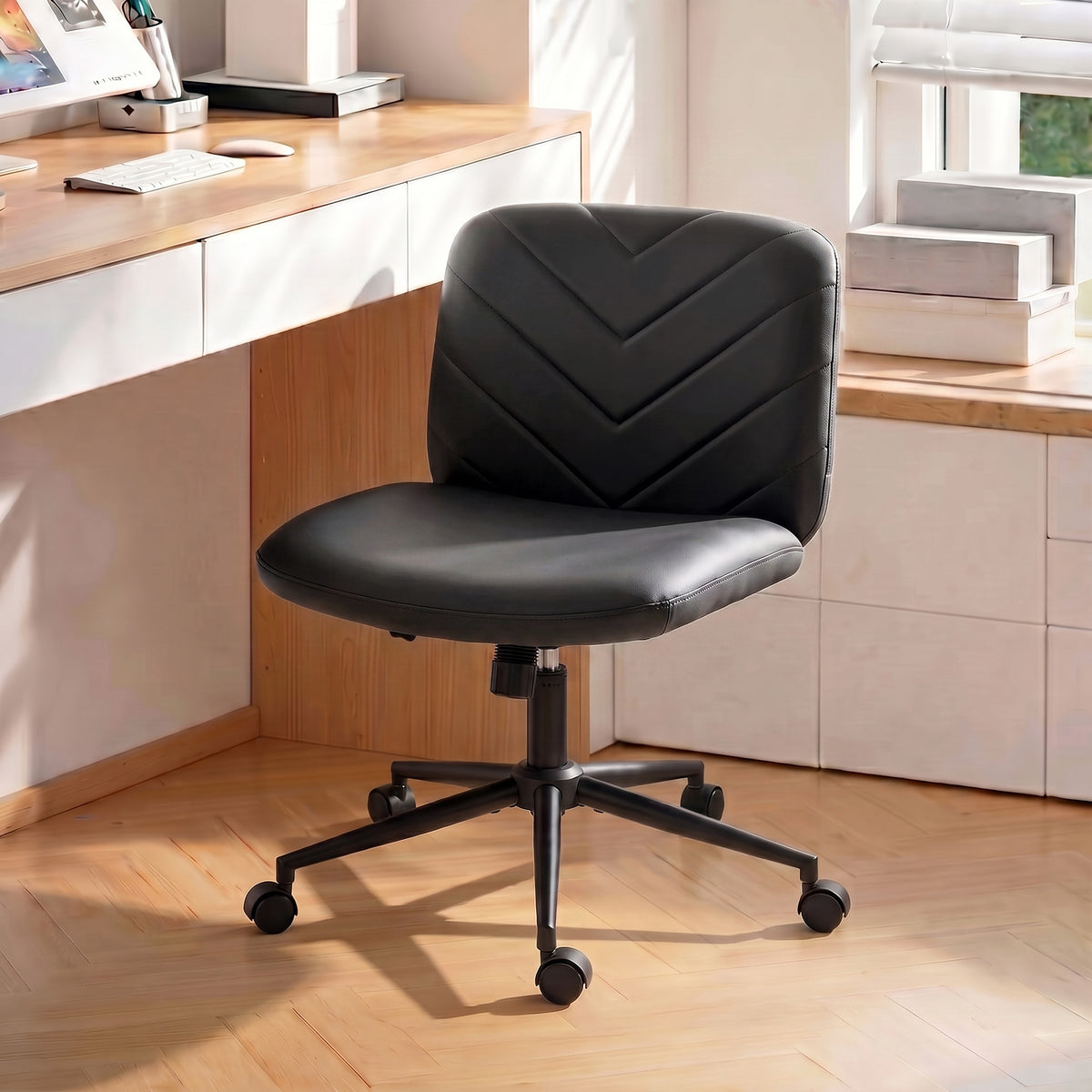 Criss-Cross Desk Chair on Wheels, Black