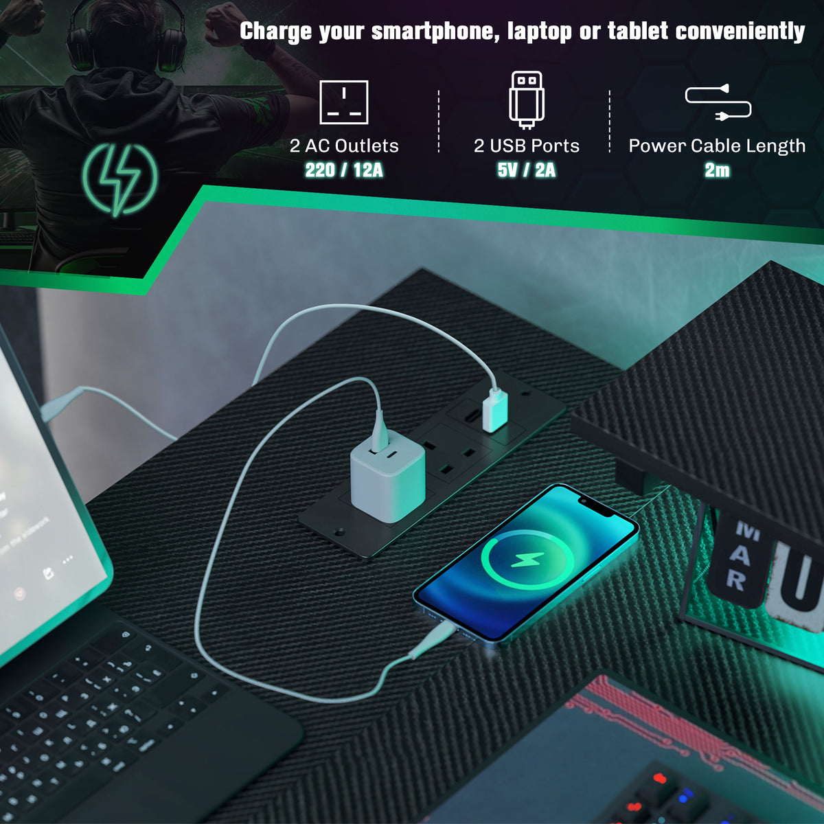 Reversible L-Shaped LED Desk