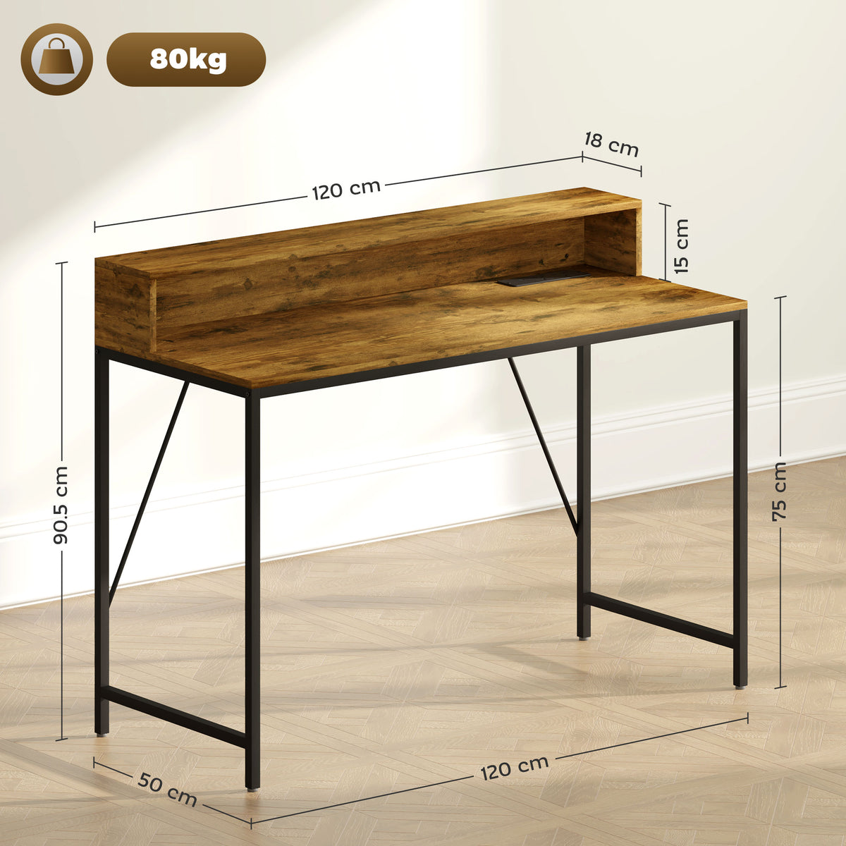 LED Computer Desk with Power Outlets