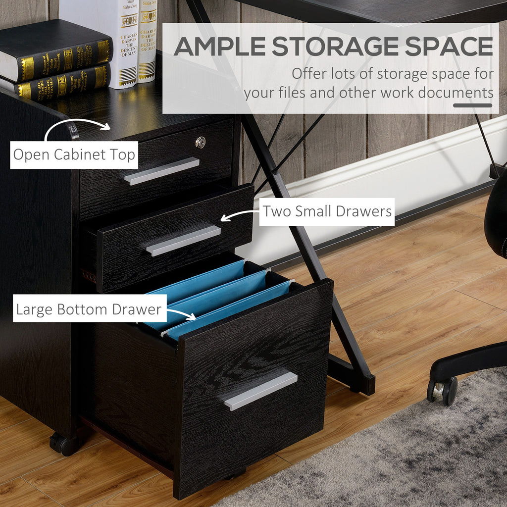 3-Drawer Wooden Filing Cabinet, Black