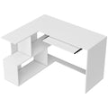 White L-shaped corner desk with shelves and keyboard tray, photo 1