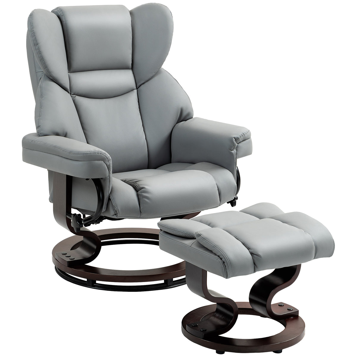 Swivel Recliner Chair with Footstool, Light Grey