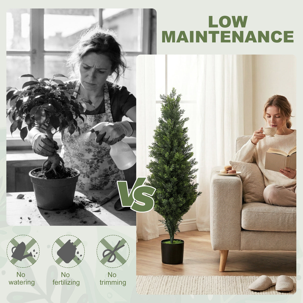Artificial Cypress Trees 120cm, Set of 2