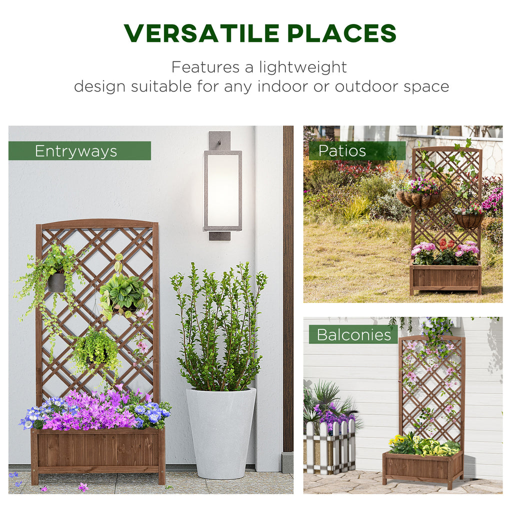 Wooden Planter with Trellis 122cm