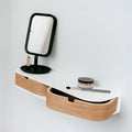 Floating shelf with two drawers, oak and white