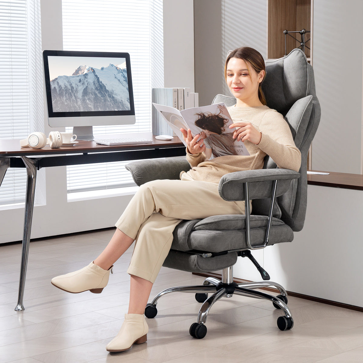 Reclining Office Chair with Footrest