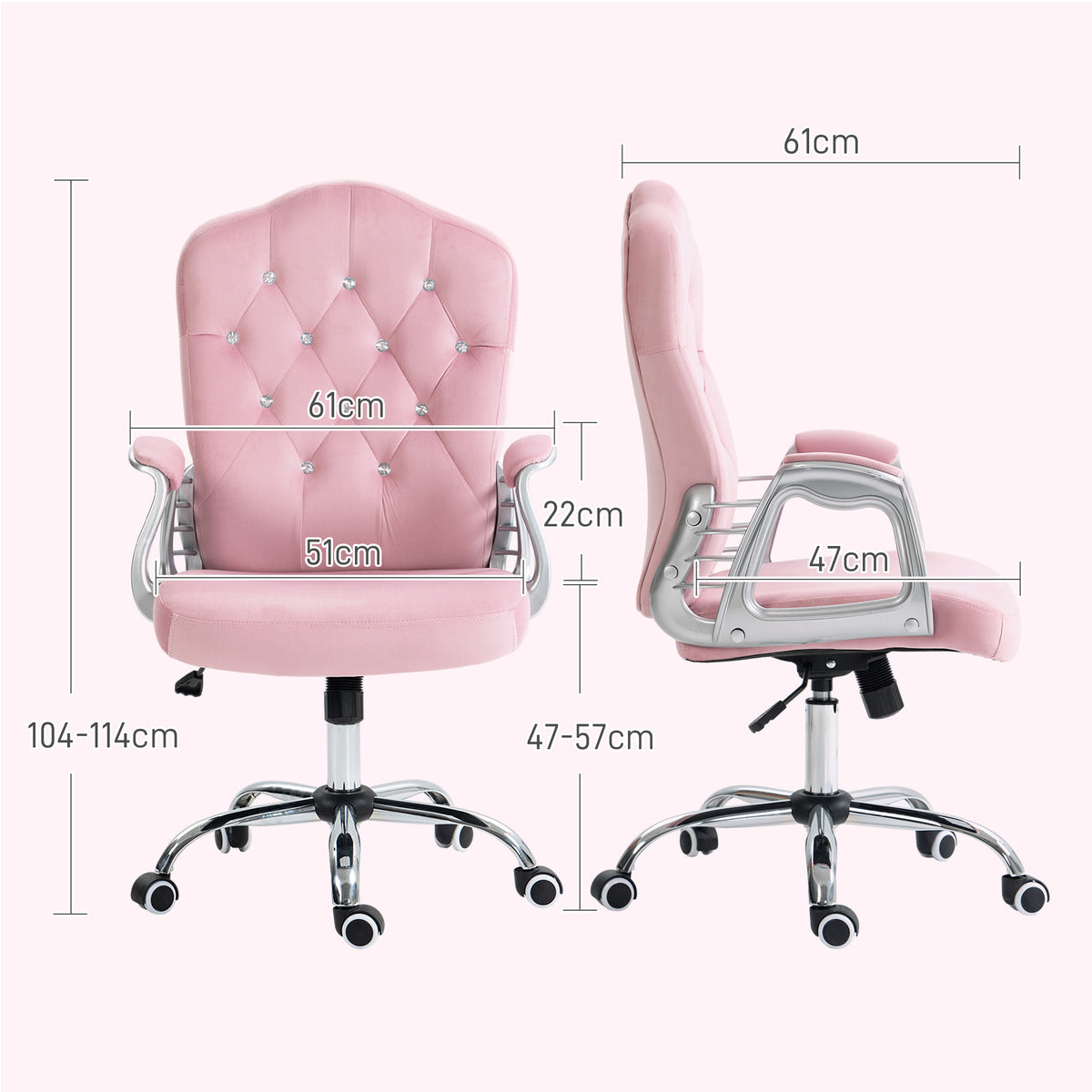 Velvet Desk Chair with Diamante Back